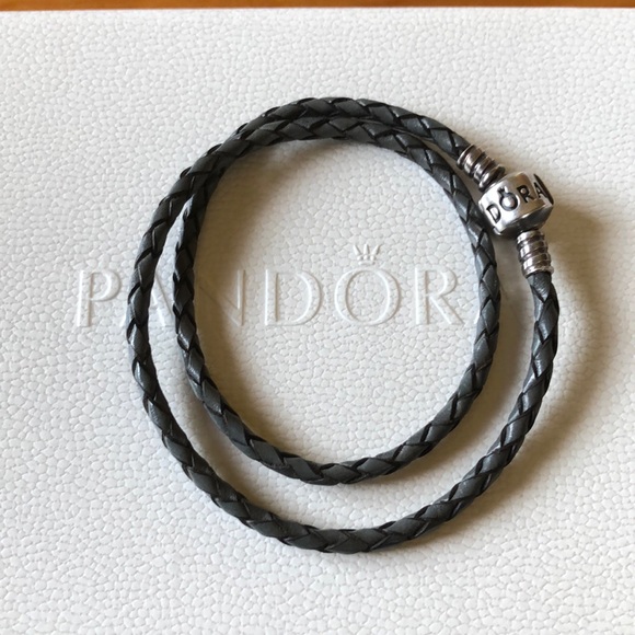 Pandora Jewelry - 🌺Host Pick 10/6🌺Pandora silver/grey leather 6.5